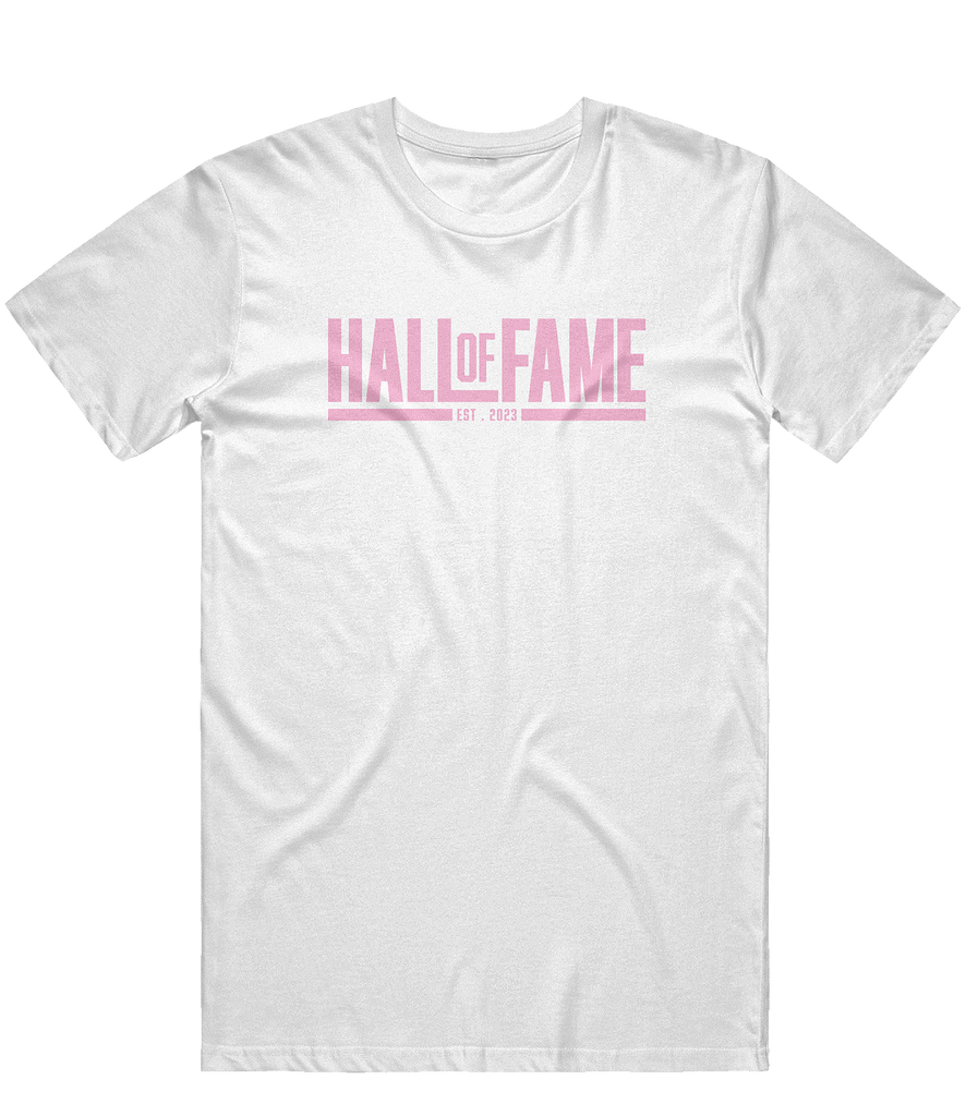 Hall of Fame Text Tee - White / Pink