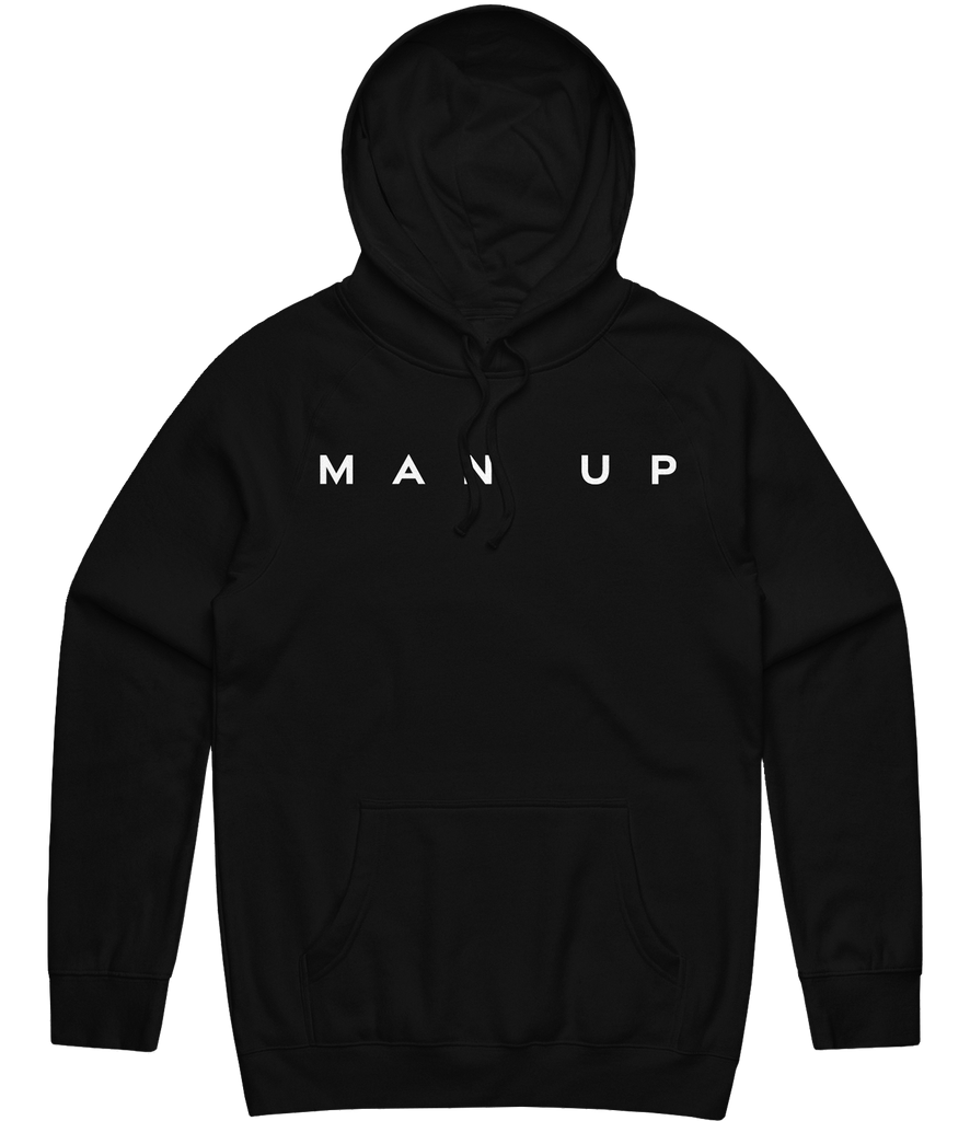 Man Up Text Hoodie - Black