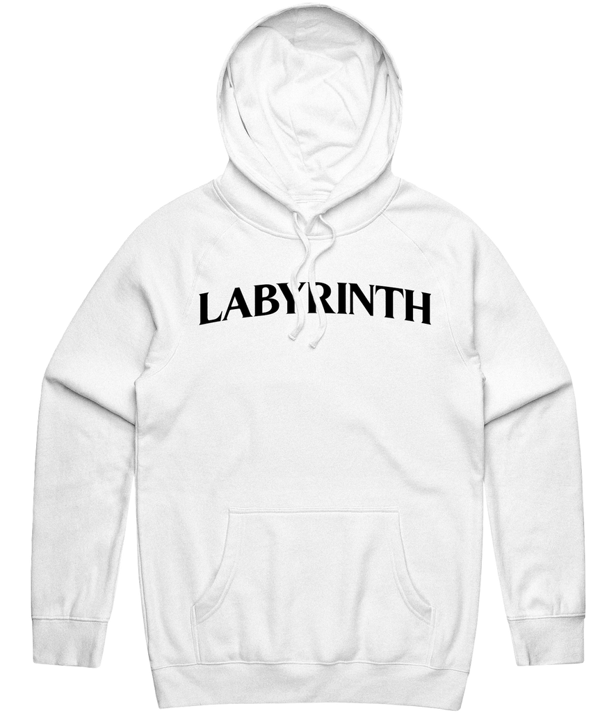 Labyrinth Text Hoodie - White