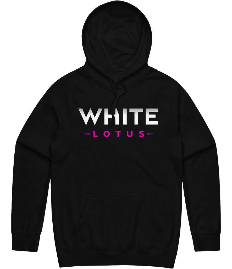 White Lotus Text Hoodie - Black