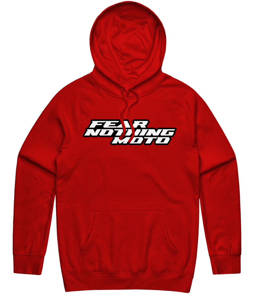 Fear Nothing Moto Text Hoodie - Red