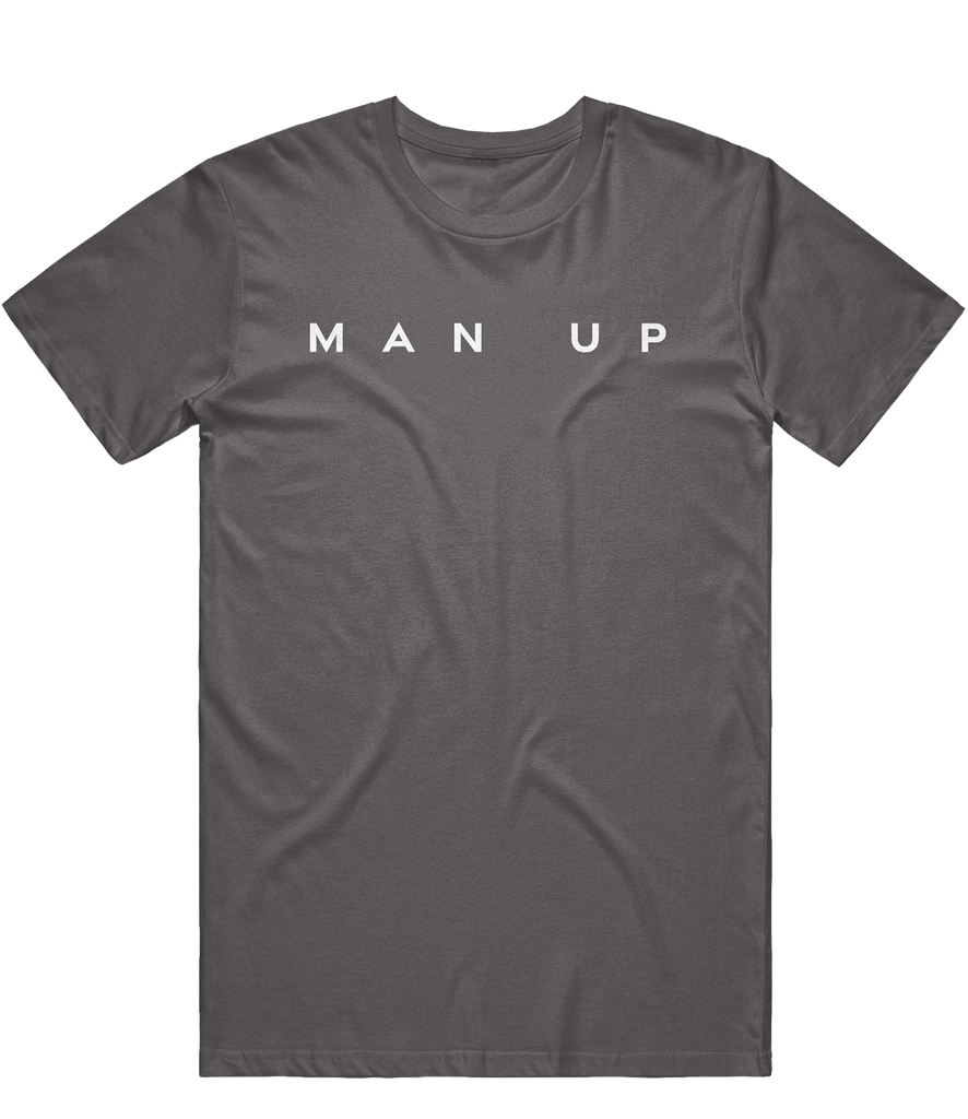 Man Up Text Tee - Charcoal