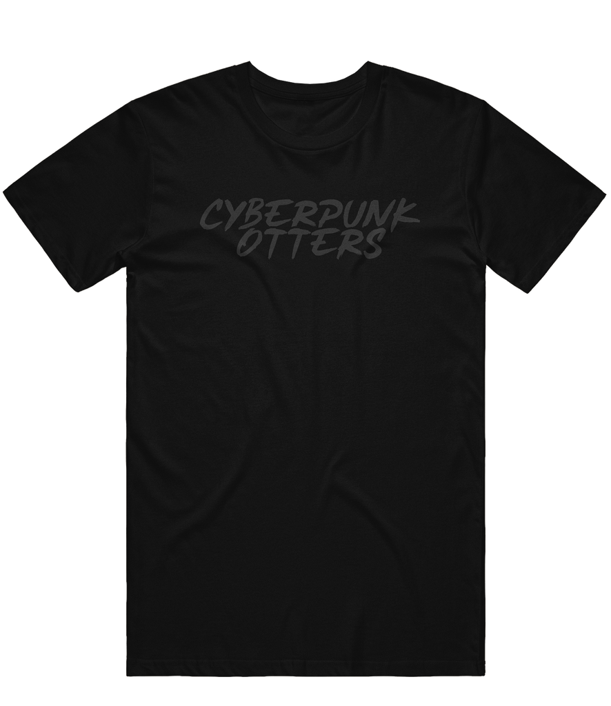 Cyberpunk Otters Text Tee - Black