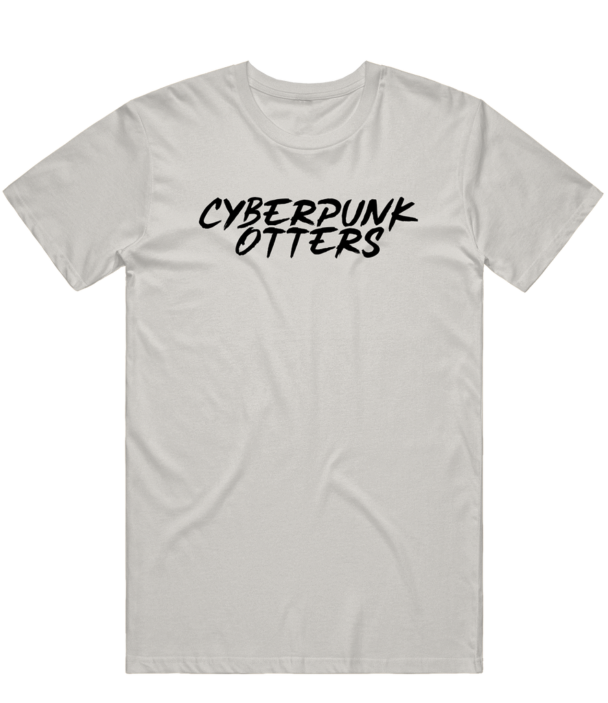 Cyberpunk Otters Text Tee - Light Grey