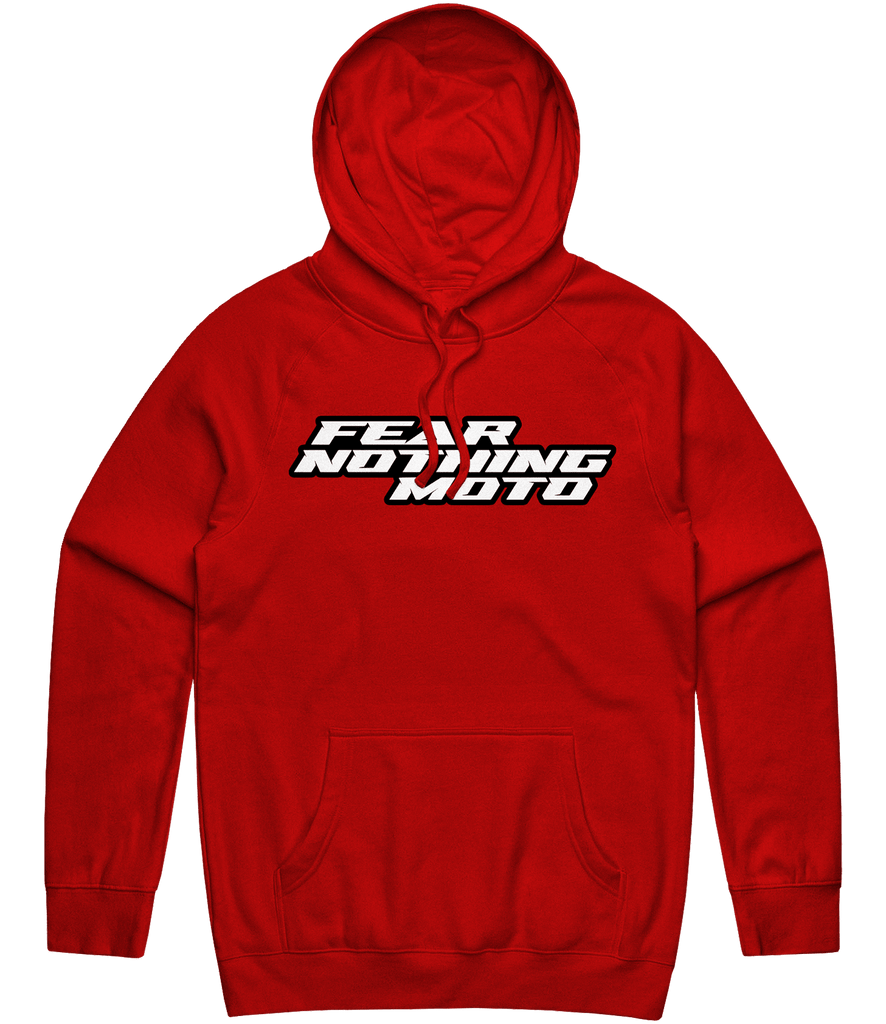 Fear Nothing Moto Text Hoodie - Red - ARMA