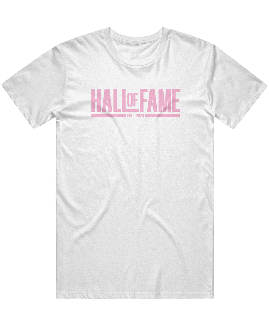 Hall of Fame Text Tee - White / Pink - ARMA