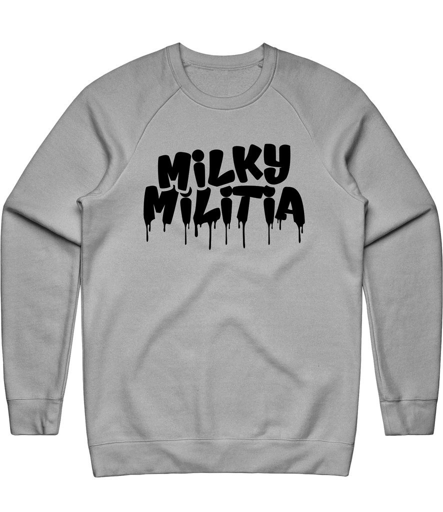 Milky Militia Text Crewneck - Grey