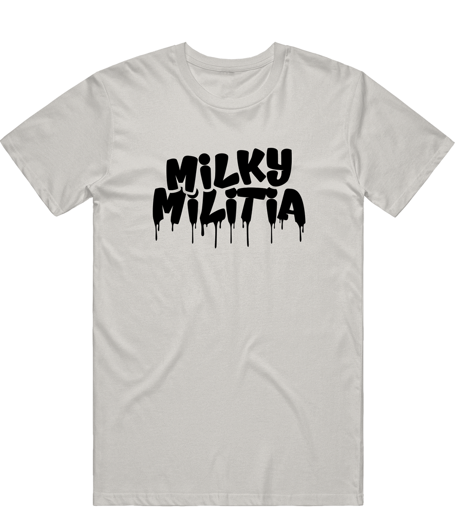 Milky Militia Text Tee - Grey