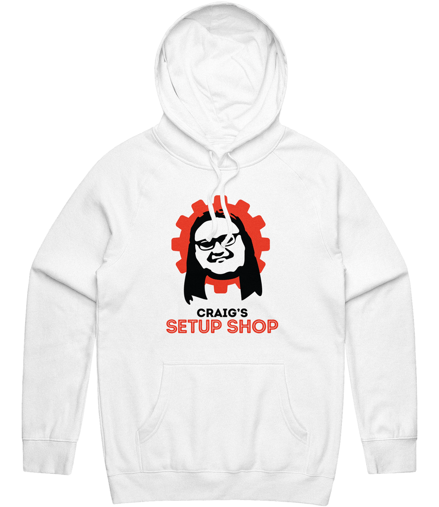 Craig's Setup Shop Logo Hoodie - White - ARMA