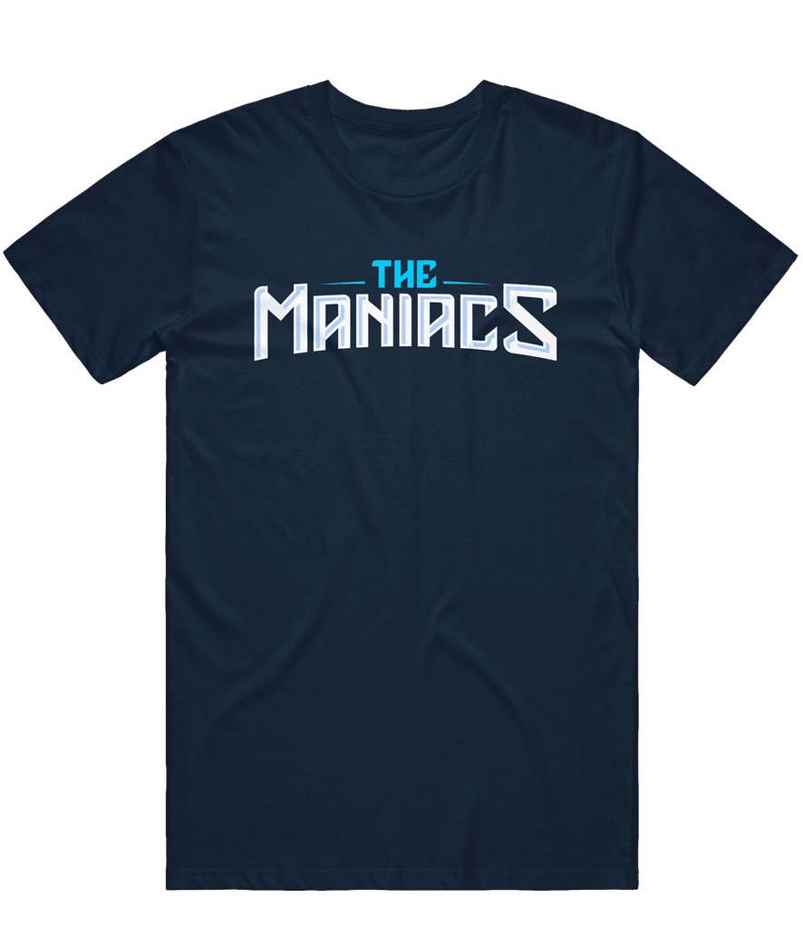 Maniacs Text Tee - Navy - ARMA