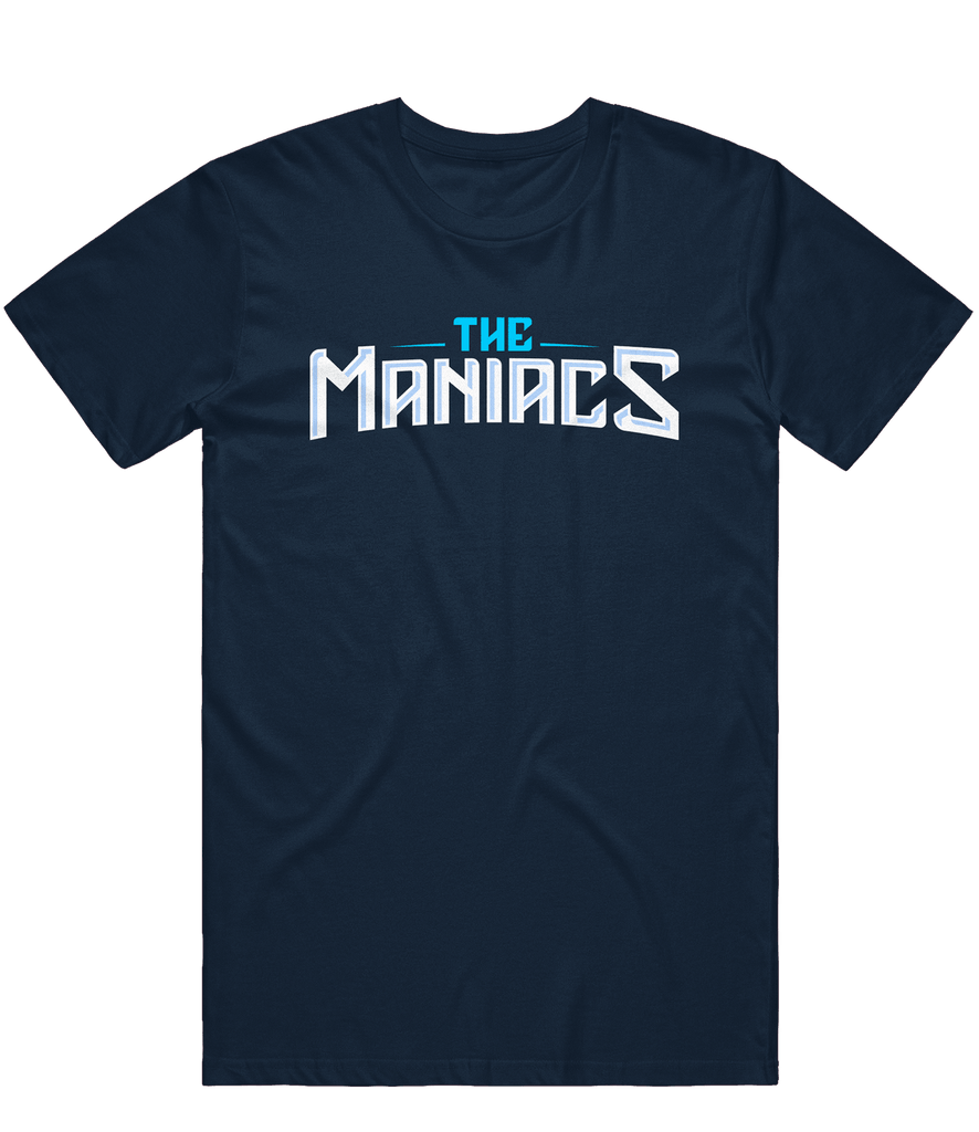 Maniacs Text Tee - Navy - ARMA - T-Shirt