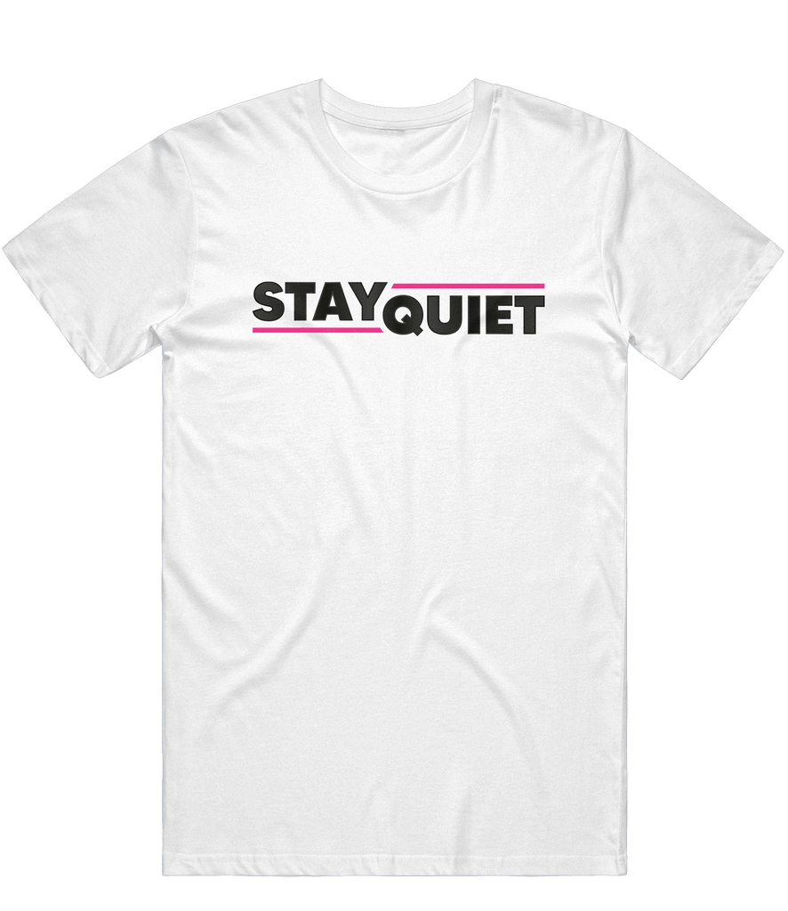 StayQuiet Text Tee - White - ARMA - T-Shirt
