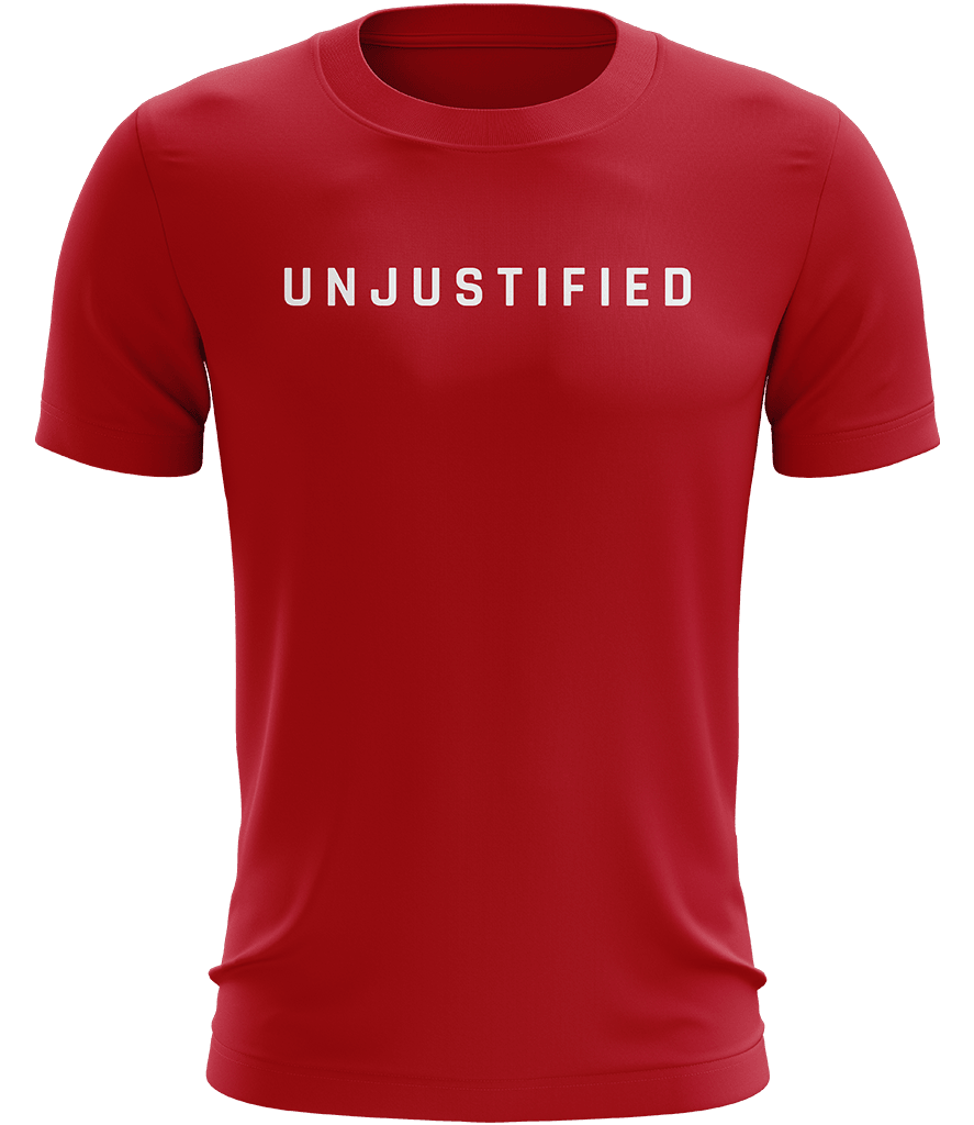 Unjustified Text Tee - Red - ARMA - T-Shirt